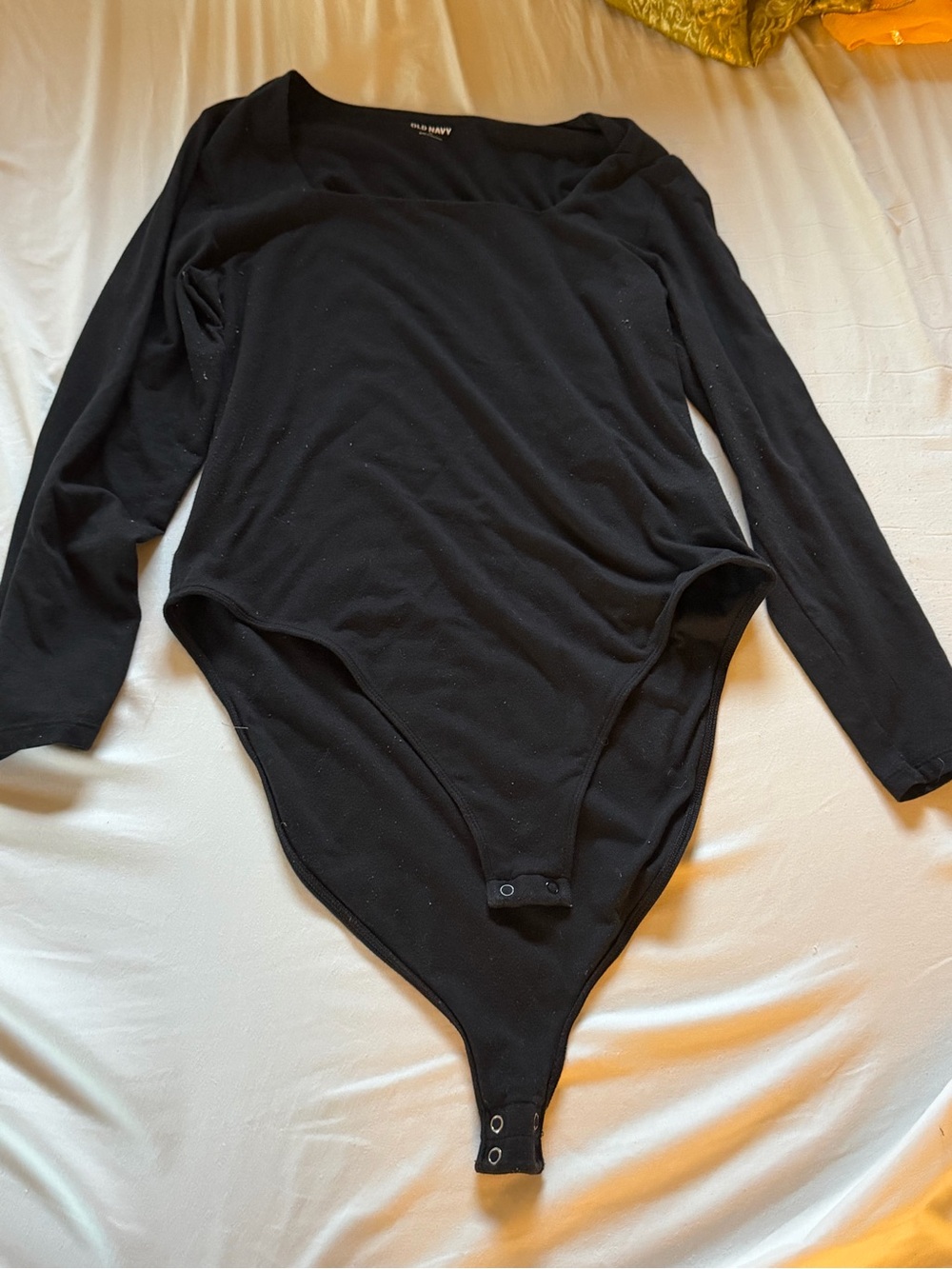 Old Navy Square Neck Black Long-Sleeve One-Piece Bodysuit
